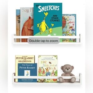 Wallniture UTAH Set of 2 Nursery Room Wood Floating Wall Shelves Shelf White NEW